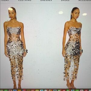 Retrofete Black and White Sheer Dress